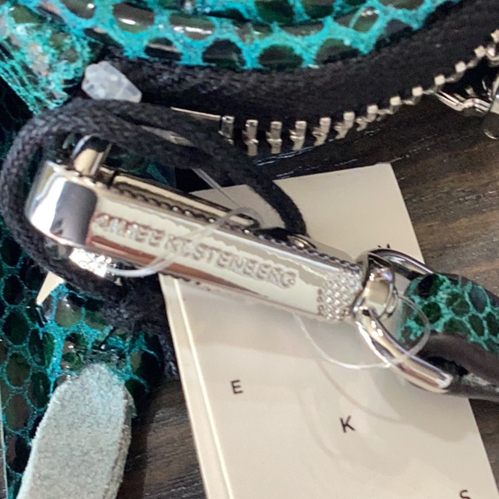 Aimee Kestenberg Green Snake Embossed Leather Crossbody Bag with Silver Hardware - Picture 9 of 12